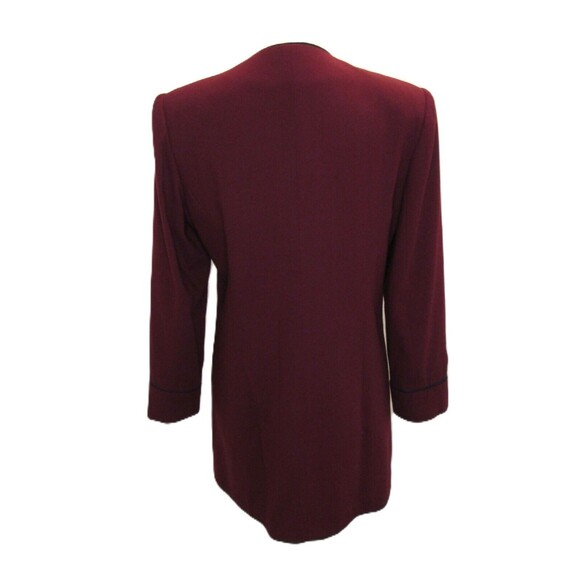 Burgundy Blazer Navy Buttons Womens 8 En Avance Haute De Gamme VTG Shoulder Pads - Picture 6 of 12